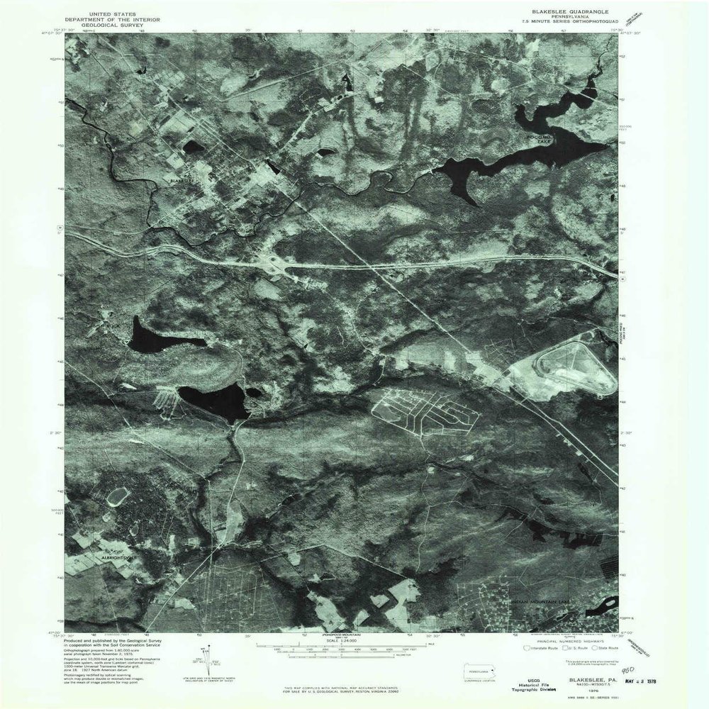 YellowMaps Blakeslee PA topo map, 1:24000 Scale, 7.5 X 7.5 Minute, Historical, 1976, Updated 1978, 26.7 x 21.9 in - Tyvek