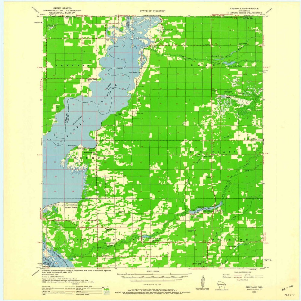 YellowMaps Arkdale WI topo map, 1:48000 Scale, 15 X 15 Minute, Historical, 1958, Updated 1960, 27.3 x 22.5 in - Polypropylene