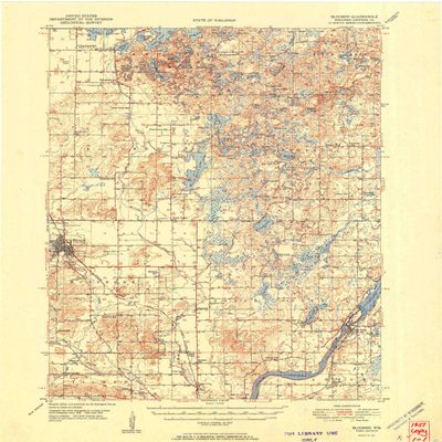 YellowMaps Bloomer WI topo map, 1:62500 Scale, 15 X 15 Minute, Historical, 1951, 21.2 x 17 in - Polypropylene