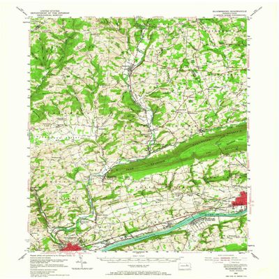 YellowMaps Bloomsburg PA topo map, 1:62500 Scale, 15 X 15 Minute, Historical, 1954, Updated 1967, 20.9 x 17 in - Polypropylene