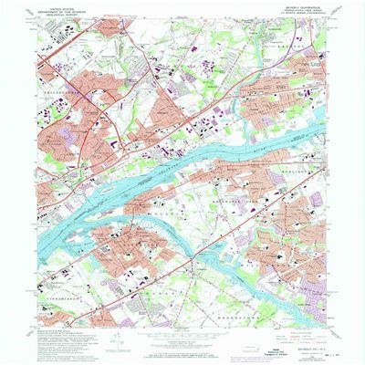 YellowMaps Beverly NJ topo map, 1:24000 Scale, 7.5 X 7.5 Minute, Historical, 1966, Updated 1974, 26.9 x 22.1 in - Tyvek