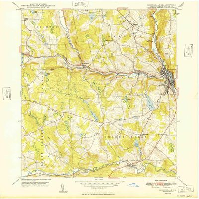 YellowMaps Honesdale PA topo map, 1:24000 Scale, 7.5 X 7.5 Minute, Historical, 1949, Updated 1949, 27 x 22 in - Polypropylene