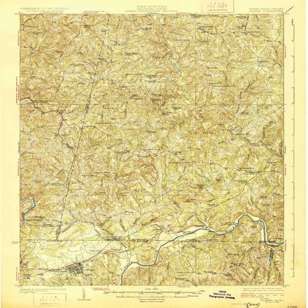 YellowMaps Draper NC topo map, 1:62500 Scale, 15 X 15 Minute, Historical, 1926, 19.8 x 16.4 in - Tyvek