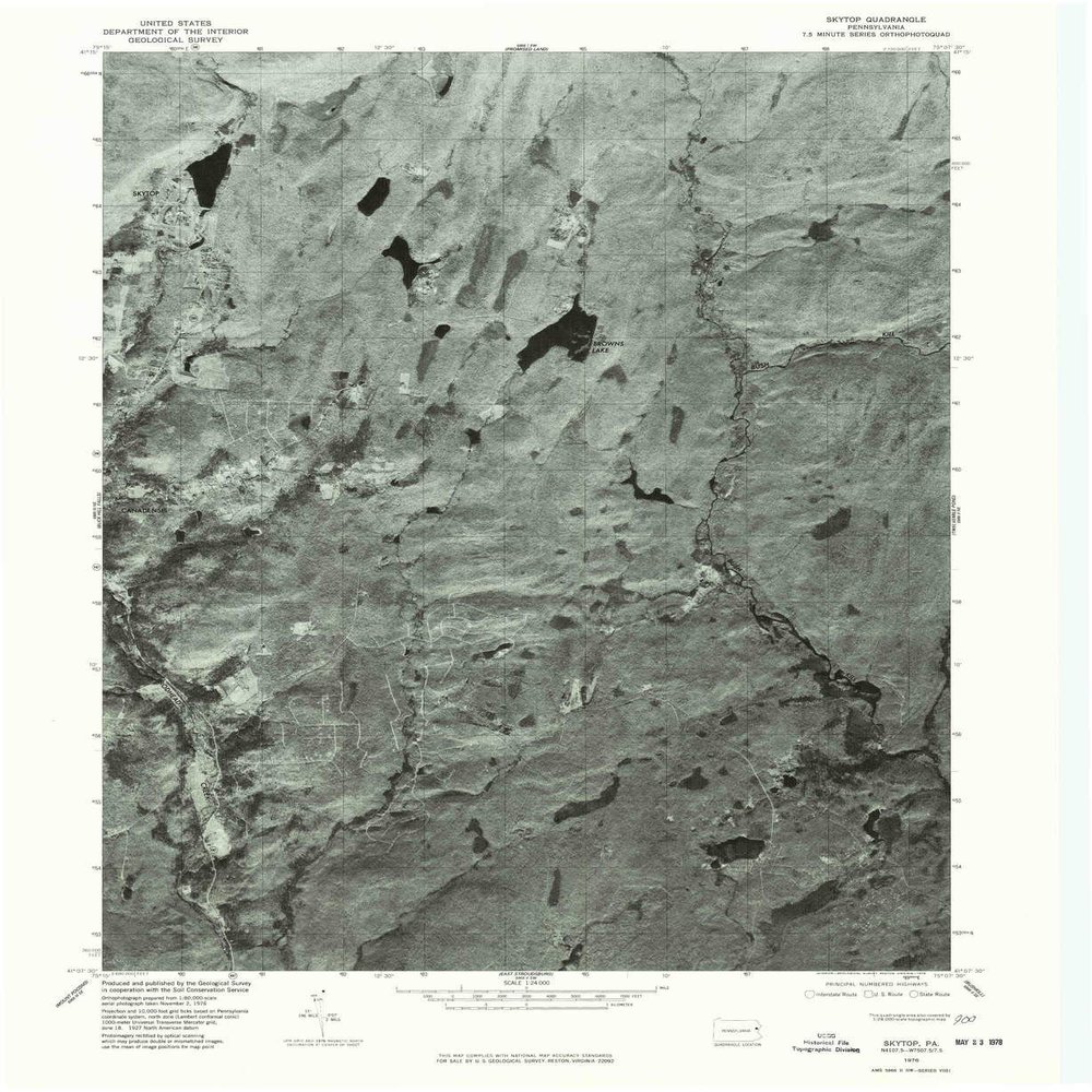 YellowMaps Skytop PA topo map, 1:24000 Scale, 7.5 X 7.5 Minute, Historical, 1976, Updated 1978, 26.8 x 21.9 in - Polypropylene