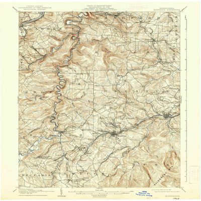 YellowMaps Houtzdale PA topo map, 1:62500 Scale, 15 X 15 Minute, Historical, 1905, Updated 1937, 20 x 16.5 in - Tyvek