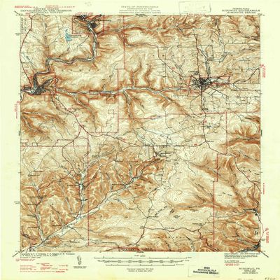 YellowMaps Ridgway PA topo map, 1:62500 Scale, 15 X 15 Minute, Historical, 1944, Updated 1947, 20.7 x 15.4 in - Polypropylene