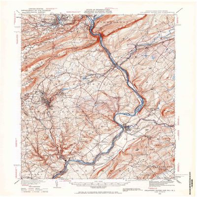 YellowMaps Delaware Water Gap PA topo map, 1:62500 Scale, 15 X 15 Minute, Historical, 1936, Updated 1966, 20.9 x 17 in - Polypropylene