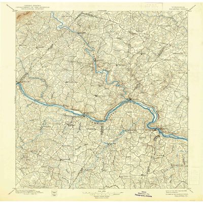 YellowMaps Palmyra VA topo map, 1:125000 Scale, 30 X 30 Minute, Historical, 1897, Updated 1938, 20 x 16.4 in - Polypropylene