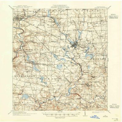 YellowMaps Mercer PA topo map, 1:62500 Scale, 15 X 15 Minute, Historical, 1913, Updated 1944, 20.9 x 17 in - Polypropylene