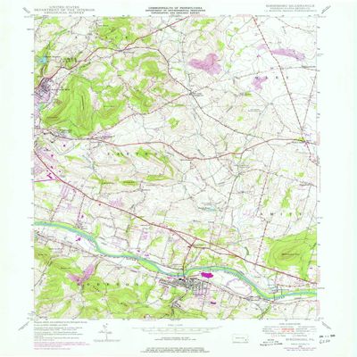 YellowMaps Birdsboro PA topo map, 1:24000 Scale, 7.5 X 7.5 Minute, Historical, 1947, Updated 1977, 26.9 x 22 in - Tyvek