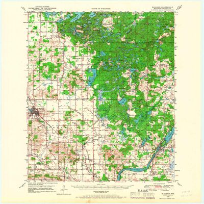 YellowMaps Bloomer WI topo map, 1:62500 Scale, 15 X 15 Minute, Historical, 1949, Updated 1966, 21.2 x 17.3 in - Polypropylene