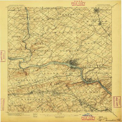 YellowMaps Norristown PA topo map, 1:62500 Scale, 15 X 15 Minute, Historical, 1896, 20.3 x 15.8 in - Tyvek
