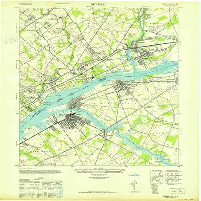 YellowMaps Beverly NJ topo map, 1:24000 Scale, 7.5 X 7.5 Minute, Historical, 1947, 28.8 x 22 in - Polypropylene