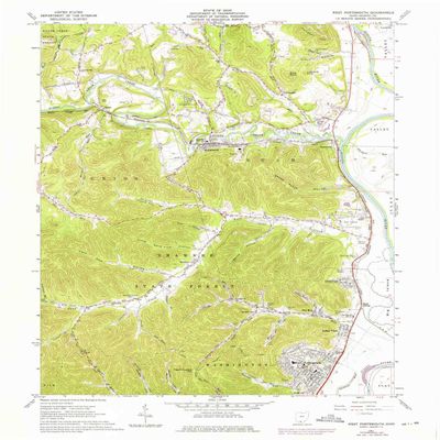 YellowMaps West Portsmouth OH topo map, 1:24000 Scale, 7.5 X 7.5 Minute, Historical, 1961, Updated 1976, 26.9 x 22.1 in - Polypropylene