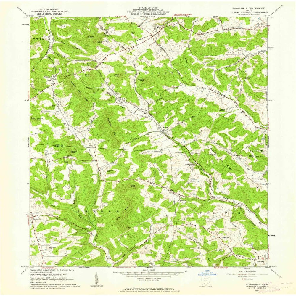 YellowMaps Summithill OH topo map, 1:24000 Scale, 7.5 X 7.5 Minute, Historical, 1961, Updated 1962, 27 x 22 in - Polypropylene