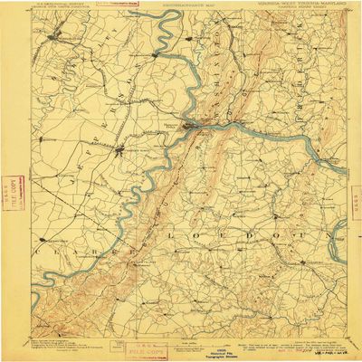 YellowMaps Harpers Ferry VA topo map, 1:125000 Scale, 30 X 30 Minute, Historical, 1893, Updated 1910, 19.3 x 15.6 in - Tyvek