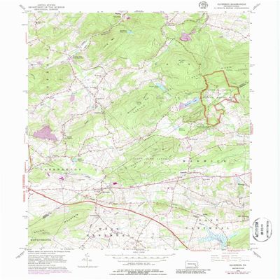 YellowMaps Elverson PA topo map, 1:24000 Scale, 7.5 X 7.5 Minute, Historical, 1956, Updated 1986, 27 x 22 in - Polypropylene