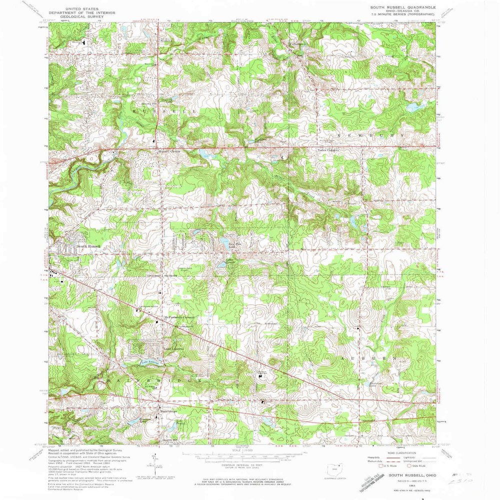 YellowMaps South Russell OH topo map, 1:24000 Scale, 7.5 X 7.5 Minute, Historical, 1963, Updated 1974, 26.9 x 22.1 in - Tyvek