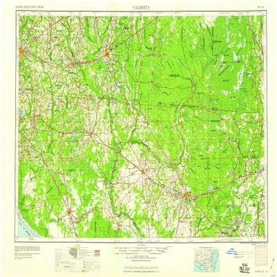 Valdosta GA topo map, 1:250000 Scale, 1 X 2 Degree, Historical, 1959, 21.9 x 34.1 in - Polypropylene