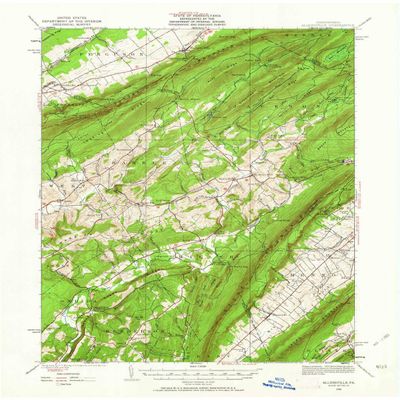 YellowMaps Allensville PA topo map, 1:62500 Scale, 15 X 15 Minute, Historical, 1935, Updated 1963, 21 x 17 in - Polypropylene