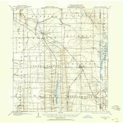 YellowMaps Andover OH topo map, 1:62500 Scale, 15 X 15 Minute, Historical, 1905, Updated 1958, 20.9 x 17.1 in - Polypropylene