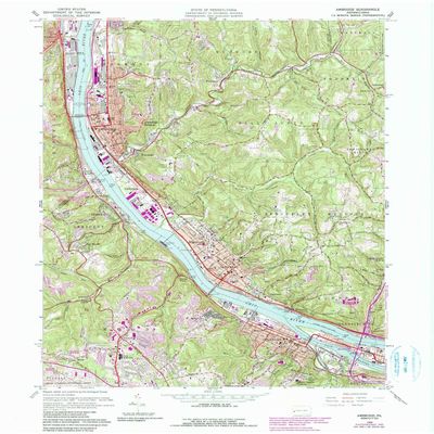 YellowMaps Ambridge PA topo map, 1:24000 Scale, 7.5 X 7.5 Minute, Historical, 1960, Updated 1990, 27 x 22.1 in - Polypropylene