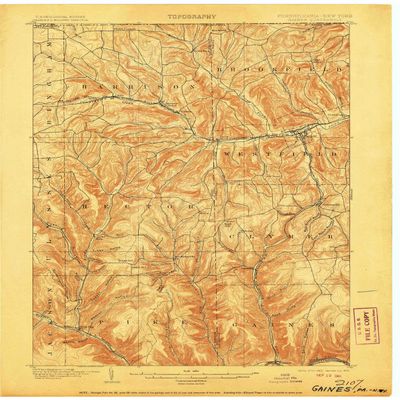 YellowMaps Gaines PA topo map, 1:62500 Scale, 15 X 15 Minute, Historical, 1900, Updated 1906, 20.4 x 16.5 in - Polypropylene