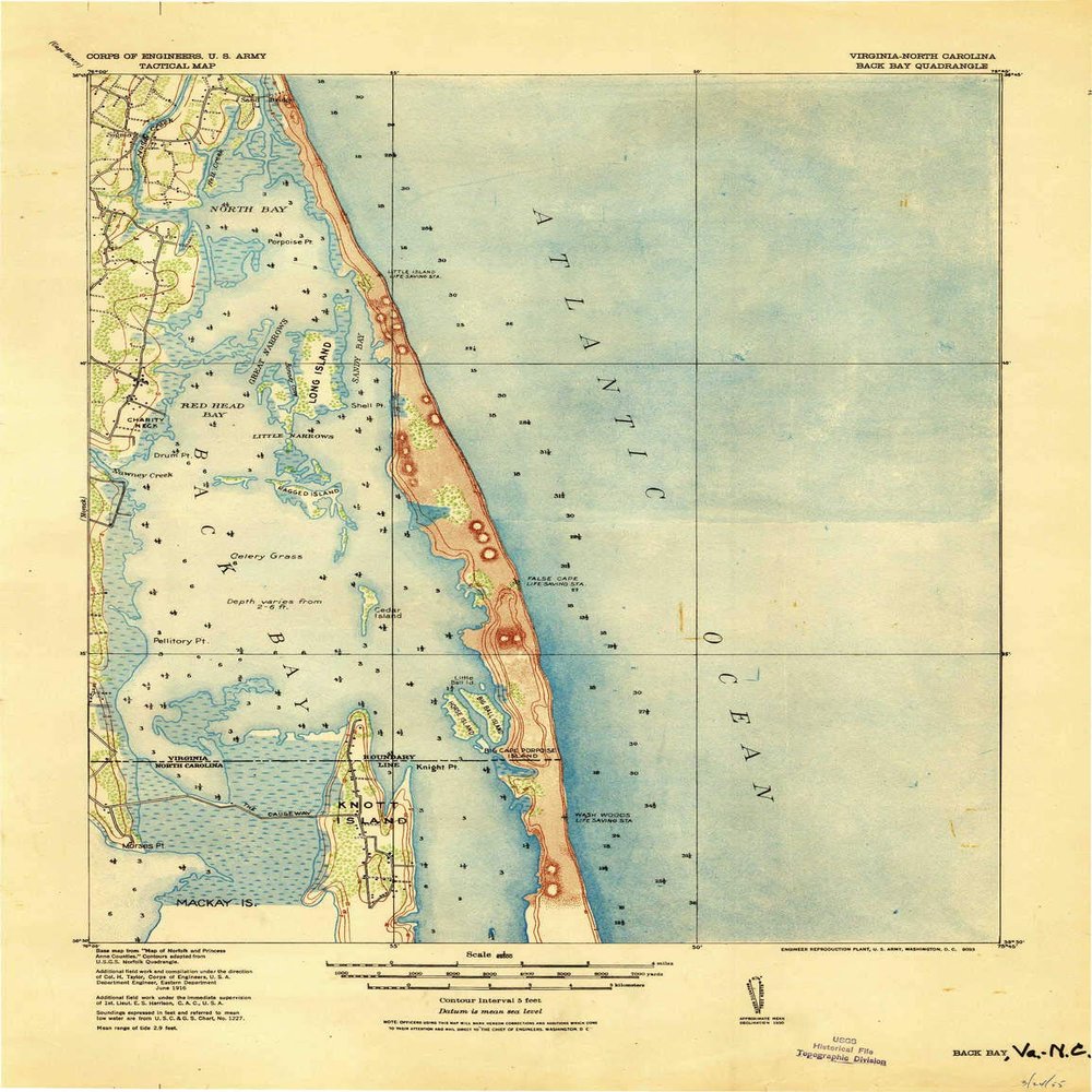 YellowMaps Back Bay VA topo map, 1:62500 Scale, 15 X 15 Minute, Historical, 1916, 21.9 x 16.9 in - Tyvek