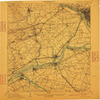 YellowMaps Burlington NJ topo map, 1:62500 Scale, 15 X 15 Minute, Historical, 1906, Updated 1910, 19.8 x 16.5 in - Polypropylene