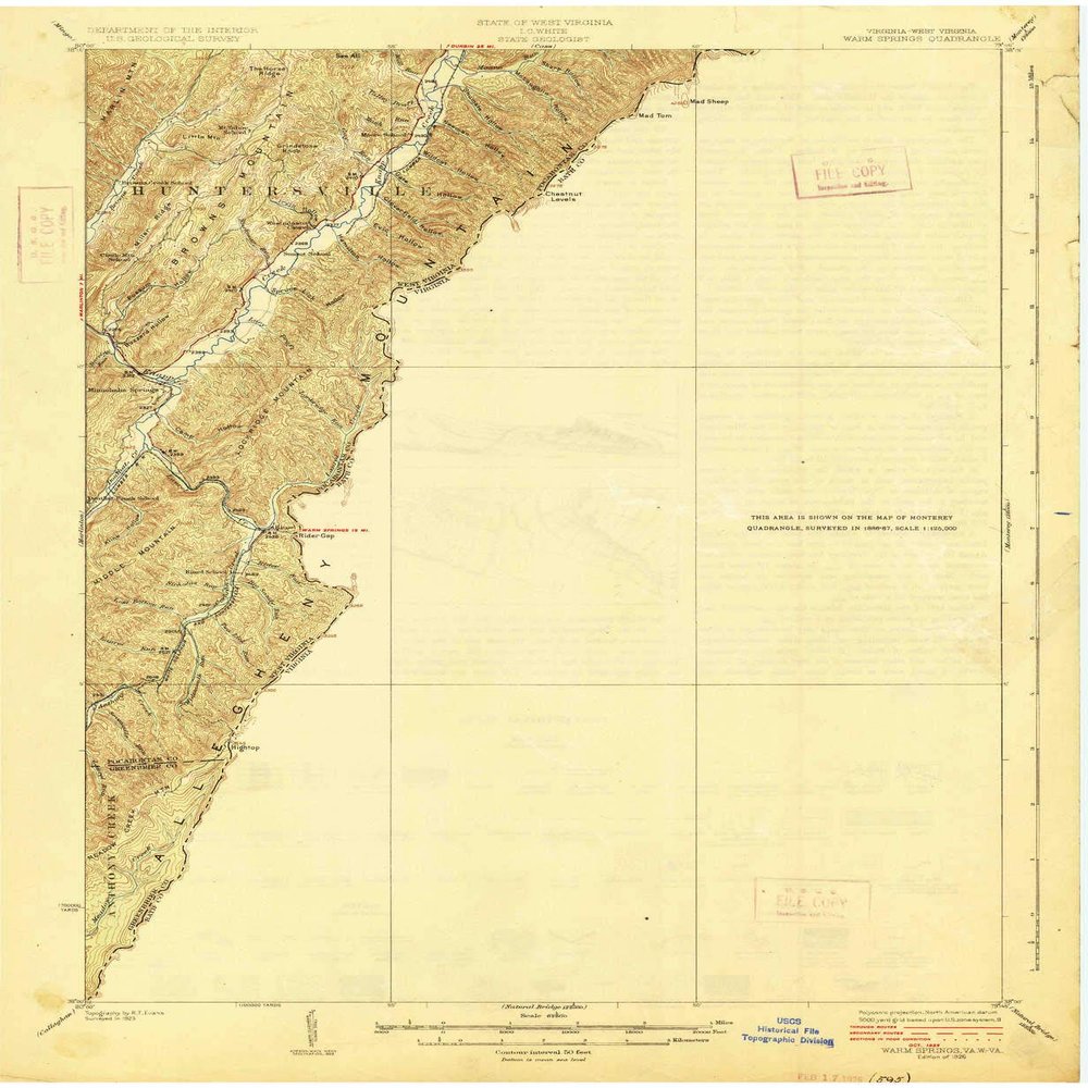YellowMaps Warm Springs VA topo map, 1:62500 Scale, 15 X 15 Minute, Historical, 1926, 19.9 x 16.4 in - Polypropylene