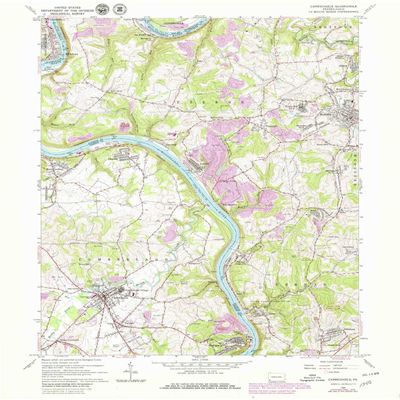 YellowMaps Carmichaels PA topo map, 1:24000 Scale, 7.5 X 7.5 Minute, Historical, 1964, Updated 1979, 27 x 22 in - Polypropylene