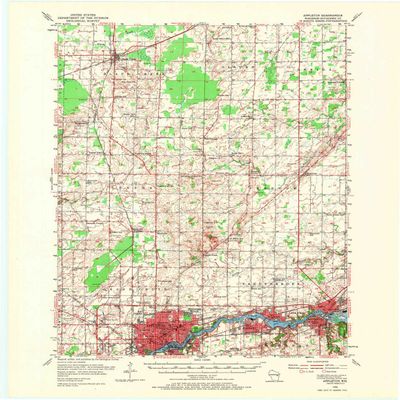 YellowMaps Appleton WI topo map, 1:62500 Scale, 15 X 15 Minute, Historical, 1955, Updated 1971, 21.1 x 17.3 in - Polypropylene