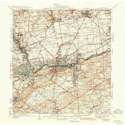 YellowMaps Allentown PA topo map, 1:62500 Scale, 15 X 15 Minute, Historical, 1939, Updated 1943, 21 x 17 in - Tyvek