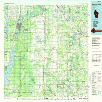 YellowMaps Wisconsin Rapids WI topo map, 1:100000 Scale, 30 X 60 Minute, Historical, 1985, Updated 1985, 24.3 x 40.5 in - Tyvek