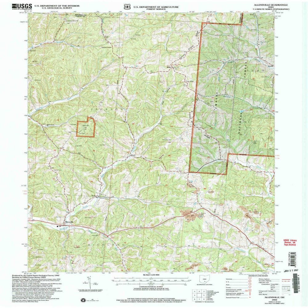 YellowMaps Allensville OH topo map, 1:24000 Scale, 7.5 X 7.5 Minute, Historical, 2002, Updated 2006, 26.8 x 21.9 in - Polypropylene