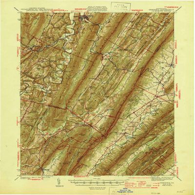 YellowMaps Orbisonia PA topo map, 1:62500 Scale, 15 X 15 Minute, Historical, 1944, 20.9 x 17 in - Tyvek
