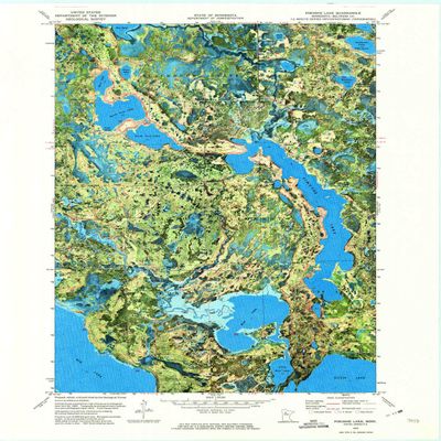 YellowMaps Pimushe Lake MN topo map, 1:24000 Scale, 7.5 X 7.5 Minute, Historical, 1972, Updated 1974, 27.4 x 21.4 in - Polypropylene