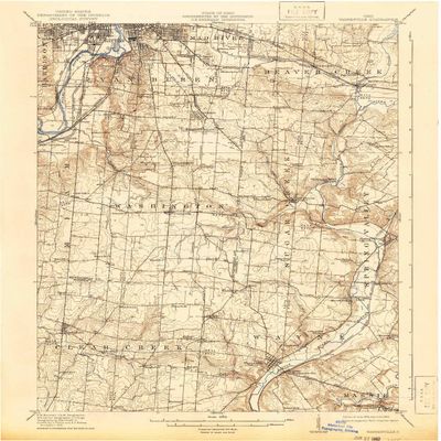 YellowMaps Waynesville OH topo map, 1:62500 Scale, 15 X 15 Minute, Historical, 1915, Updated 1942, 19.8 x 16.5 in - Tyvek