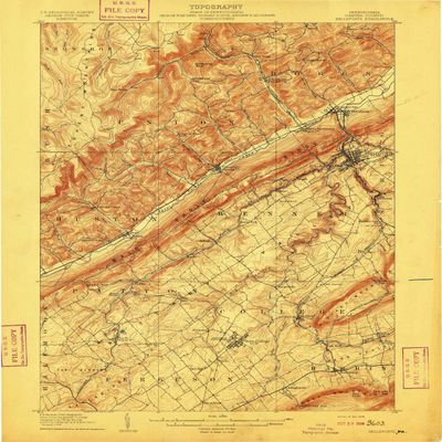 Bellefonte PA topo map, 1:62500 Scale, 15 X 15 Minute, Historical, 1909, 19.9 x 16.5 in - Tyvek