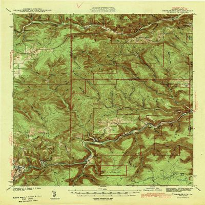 YellowMaps Benezette PA topo map, 1:62500 Scale, 15 X 15 Minute, Historical, 1943, 20.8 x 15 in - Polypropylene