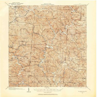 YellowMaps Wilkesville OH topo map, 1:62500 Scale, 15 X 15 Minute, Historical, 1905, Updated 1958, 20.8 x 17 in - Polypropylene