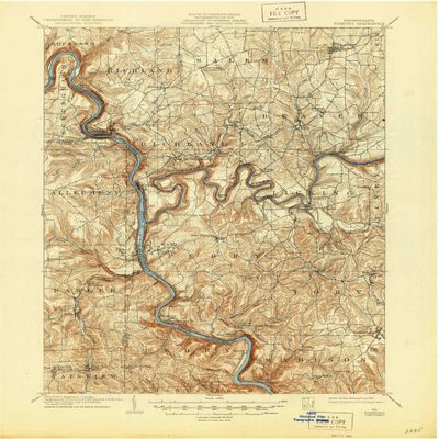 YellowMaps Foxburg PA topo map, 1:62500 Scale, 15 X 15 Minute, Historical, 1908, Updated 1944, 20.9 x 17 in - Polypropylene