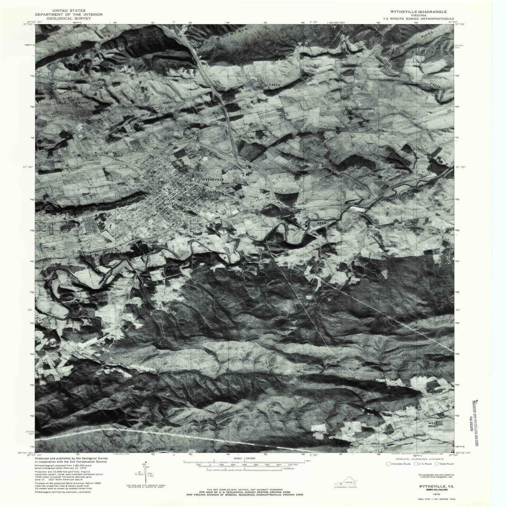 YellowMaps Wytheville VA topo map, 1:24000 Scale, 7.5 X 7.5 Minute, Historical, 1976, Updated 1983, 26.7 x 22 in - Polypropylene