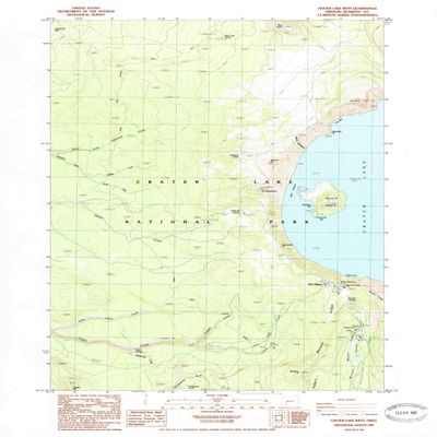 YellowMaps Crater Lake West OR topo map, 1:24000 Scale, 7.5 X 7.5 Minute, Historical, 1985, Updated 1985, 26.8 x 21.9 in - Polypropylene