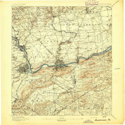 YellowMaps Allentown PA topo map, 1:62500 Scale, 15 X 15 Minute, Historical, 1894, 19.9 x 16.5 in - Tyvek