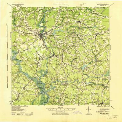 YellowMaps Holland VA topo map, 1:62500 Scale, 15 X 15 Minute, Historical, 1943, 21.9 x 17.8 in - Tyvek