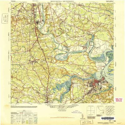 YellowMaps Bermuda Hundred VA topo map, 1:62500 Scale, 15 X 15 Minute, Historical, 1946, 21.8 x 16.9 in - Polypropylene