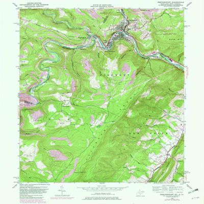 YellowMaps Westernport MD topo map, 1:24000 Scale, 7.5 X 7.5 Minute, Historical, 1950, Updated 1982, 26.8 x 21.9 in - Polypropylene