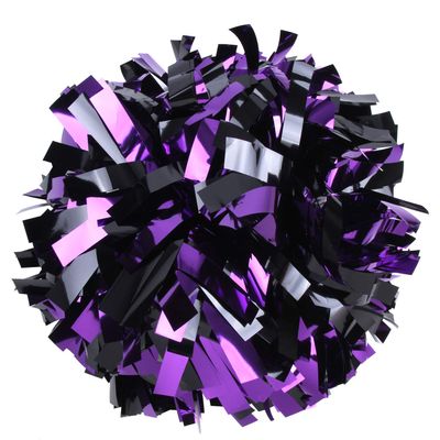 Metallic Cheerleader Cheerleading Pom Poms 6 inch 1 Pair 2 Pieces (Purple/Black)