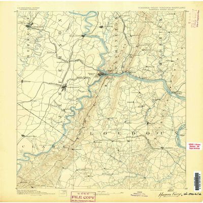 YellowMaps Harpers Ferry VA topo map, 1:125000 Scale, 30 X 30 Minute, Historical, 1891, 20 x 16.4 in - Tyvek